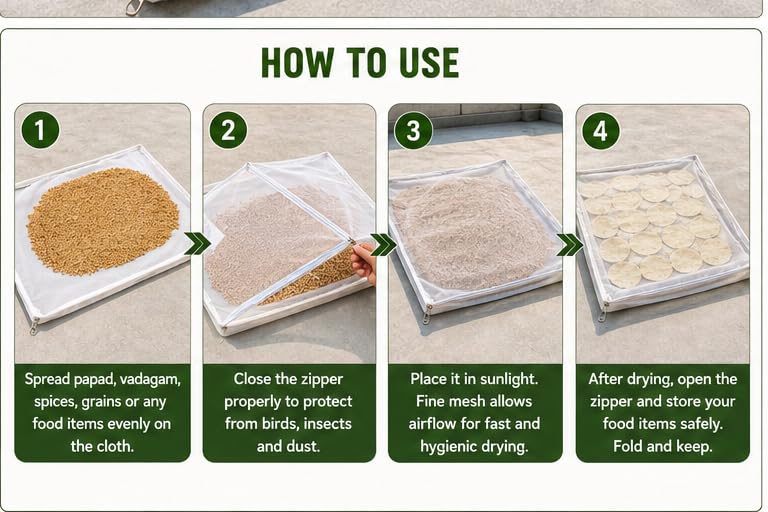 Food Drying Net for Papad , Wheat, Grains & Snacks (Buy 1 Get 1 Free)