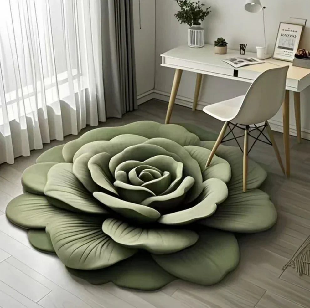 3D Rose Flower Shaped Door Mat (70cm x 70cm) - Red Color