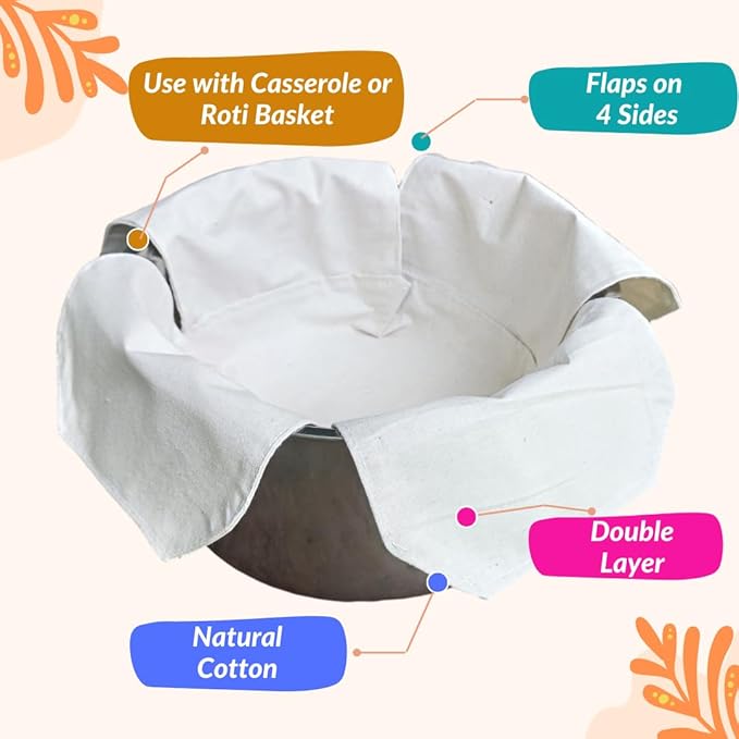Premium Cotton Double Layer Roti Clothes Wrap with Flaps