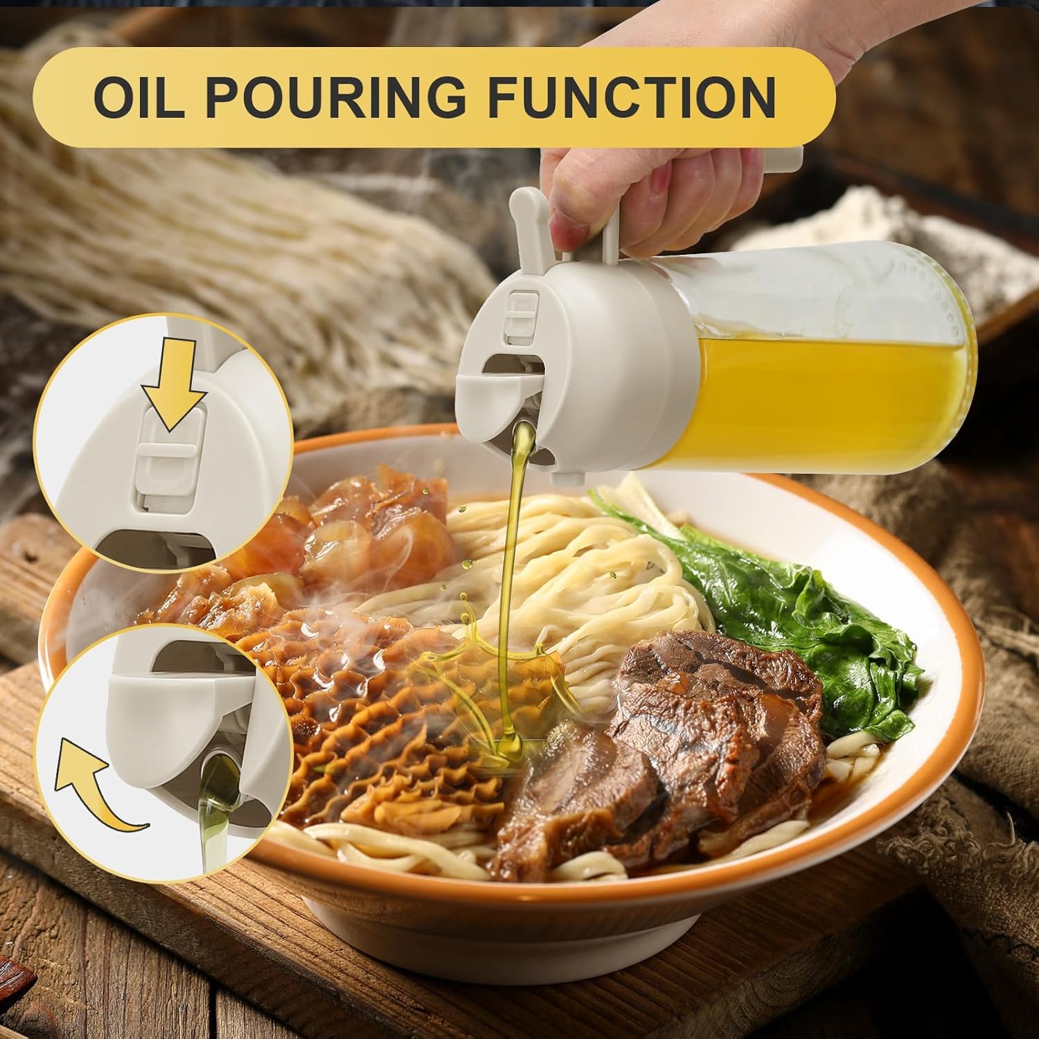 2-in-1 Oil Dispenser - Glass, Spray and Pour Design