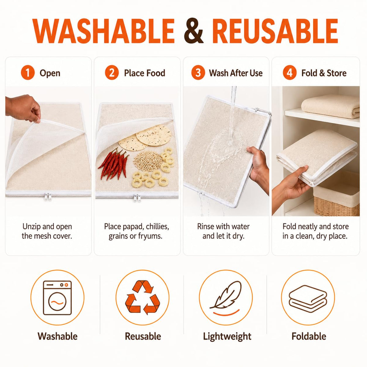 Food Drying Net for Papad , Wheat, Grains & Snacks (Buy 1 Get 1 Free)