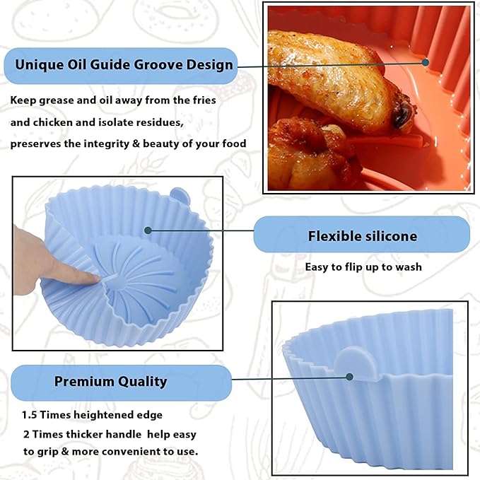 Silicone Air Fryer Basket ( 2 Piece Big size)