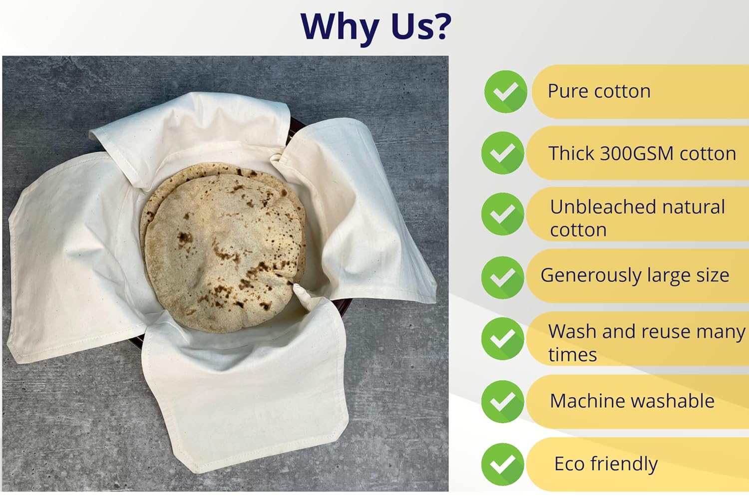 Premium Cotton Double Layer Roti Clothes Wrap with Flaps