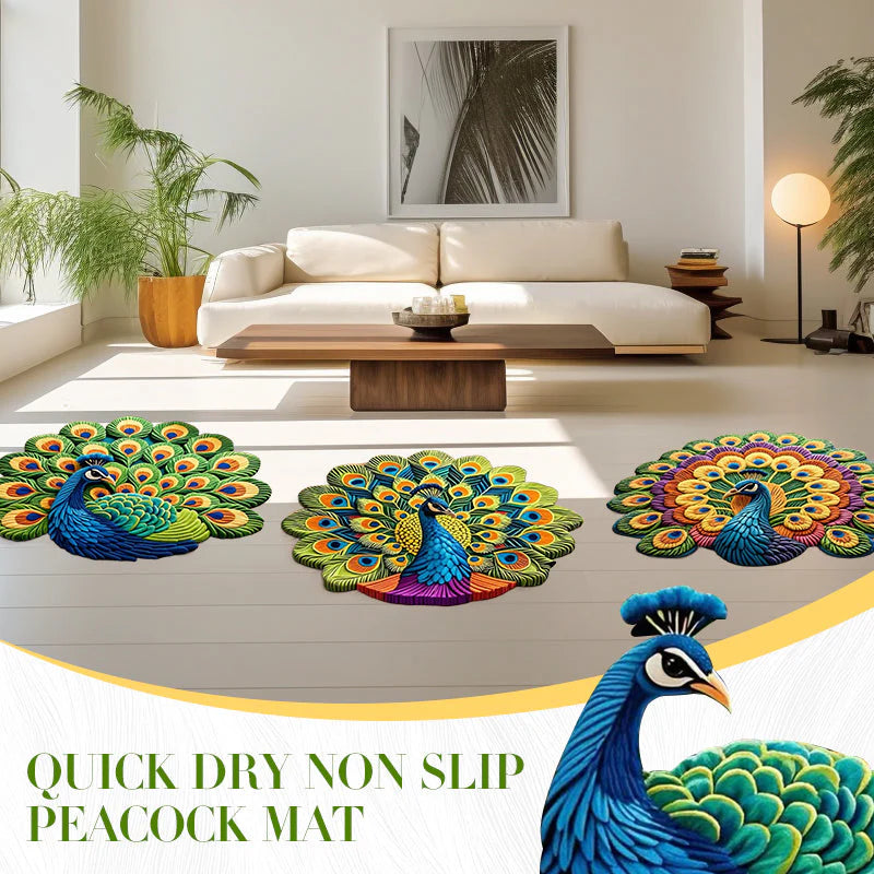 Quick-Drying 3D Peacock Mat (28inch x 28 inch)