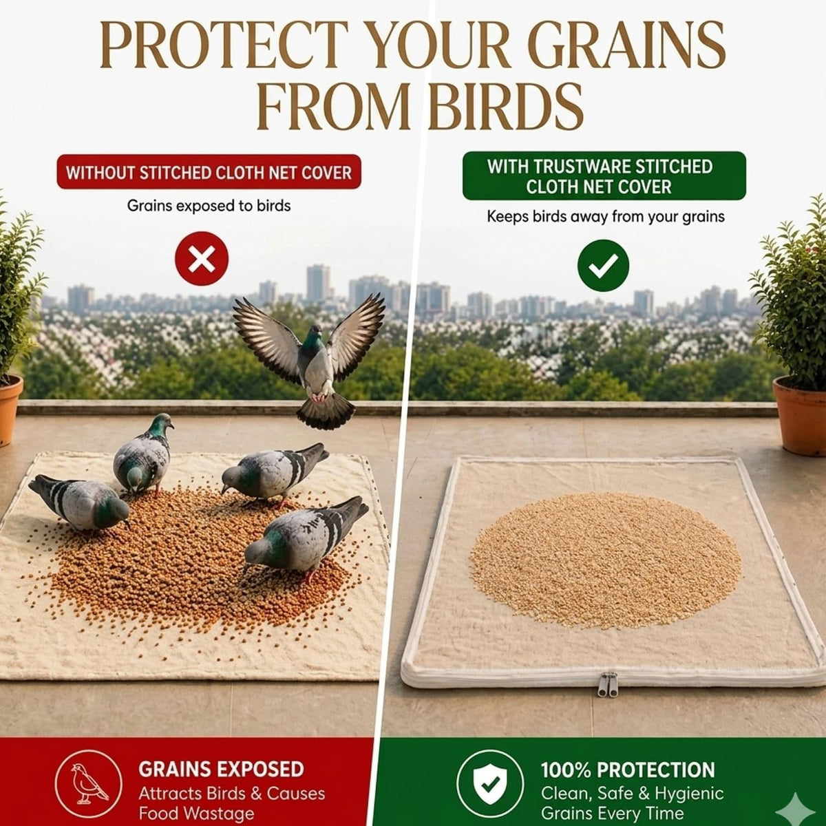 Food Drying Net for Papad , Wheat, Grains & Snacks (Buy 1 Get 1 Free)