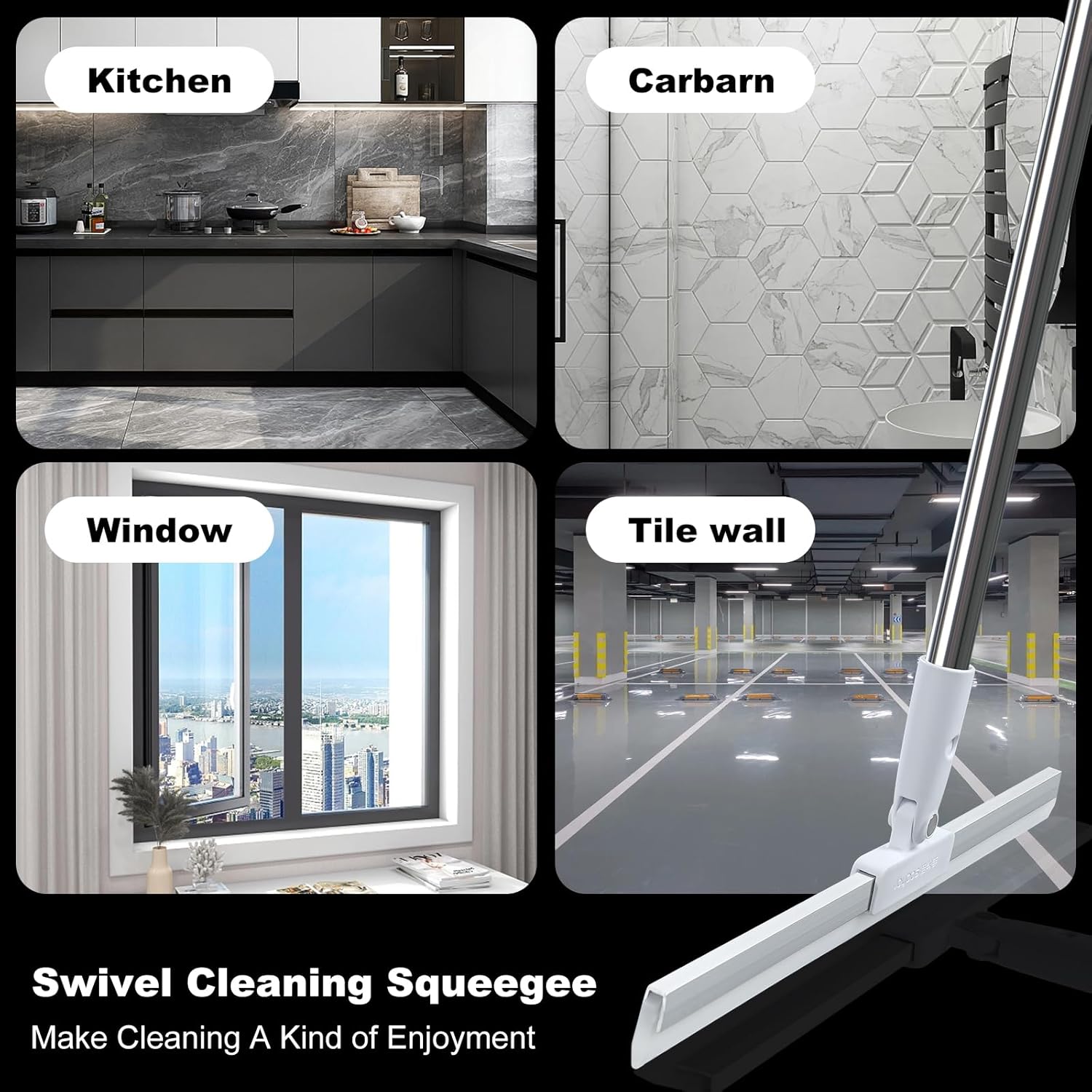 Multipurpose Wiper & Broom| Adjustable Silicon Blade | 180° Rotating Head