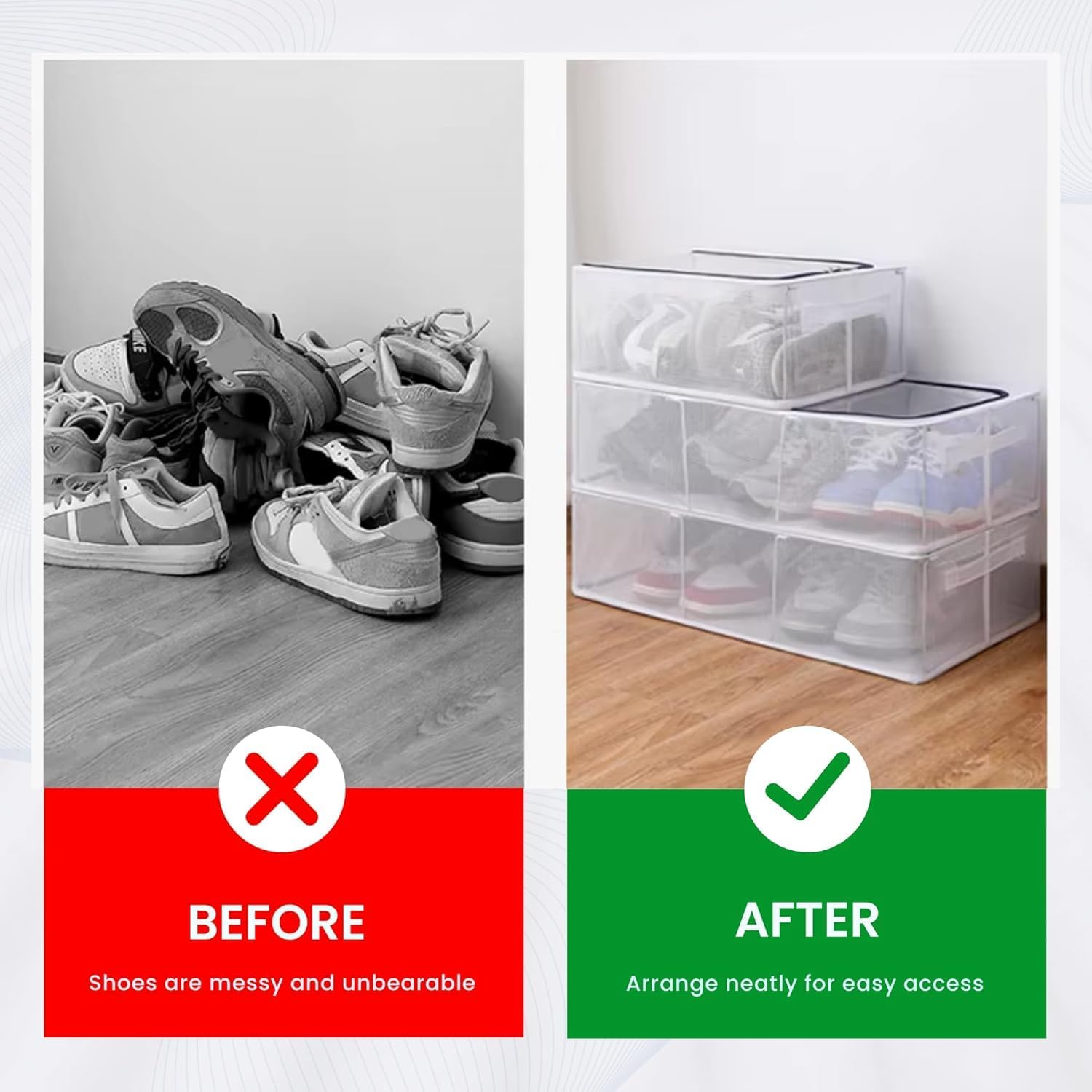 Foldable Mesh Shoe Organizer Box - Extra Large Size