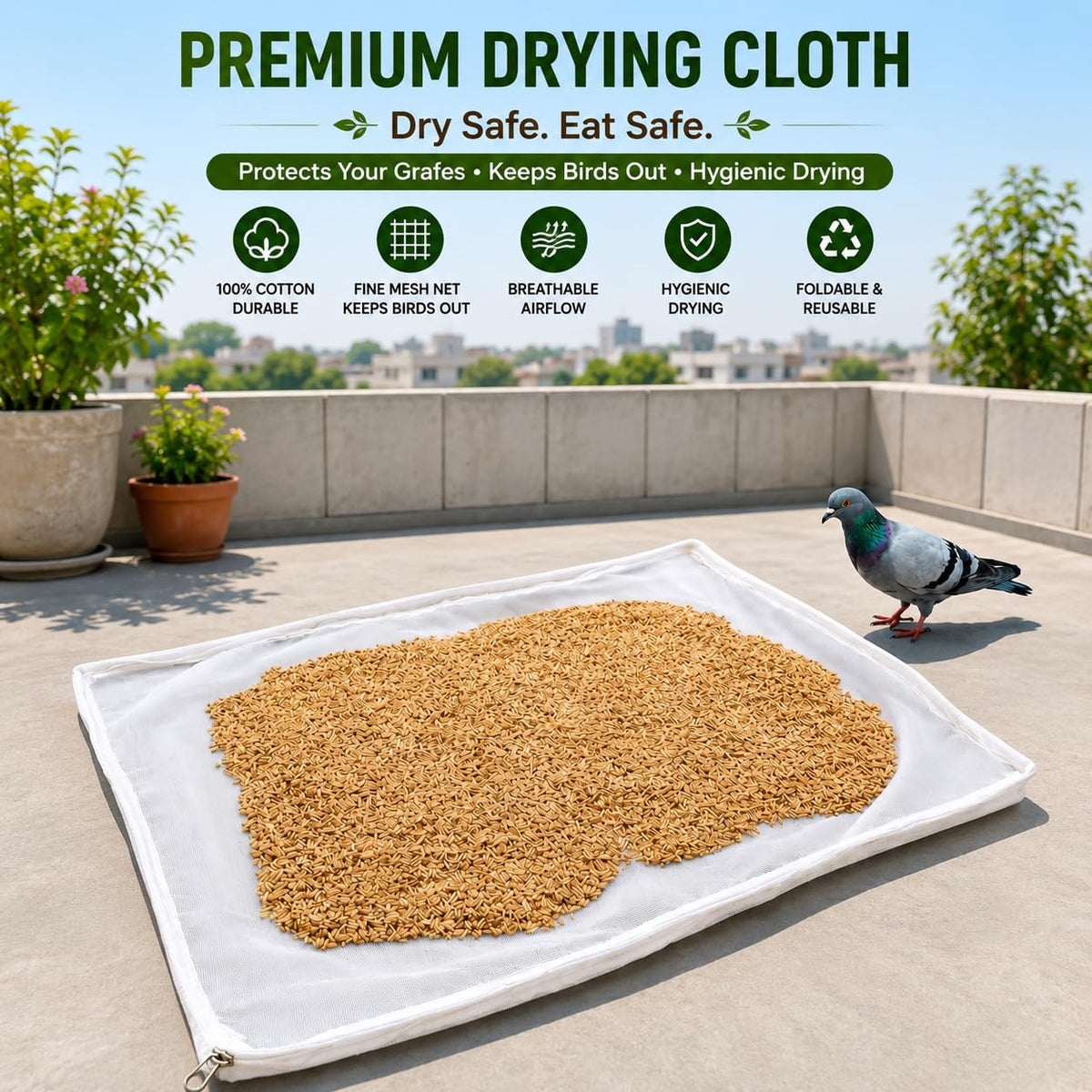 Food Drying Net for Papad , Wheat, Grains & Snacks (Buy 1 Get 1 Free)