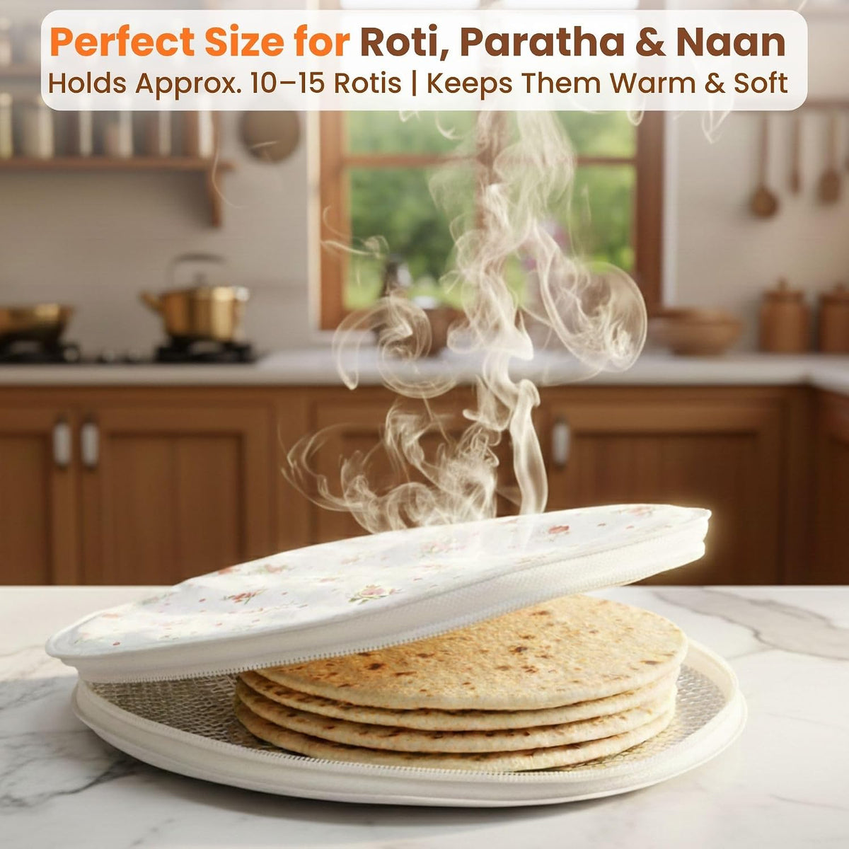 Insulated Roti Cover with Zipper | Pack of 3