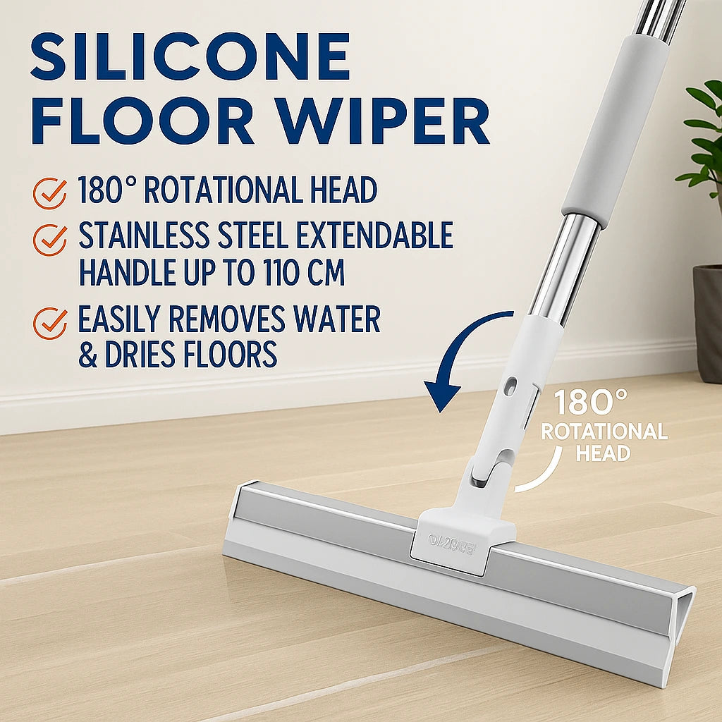 Multipurpose Wiper & Broom| Adjustable Silicon Blade | 180° Rotating Head