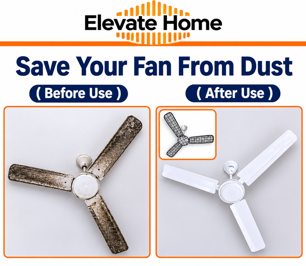 Dust-Proof Ceiling Fan Cover – Pack of 4