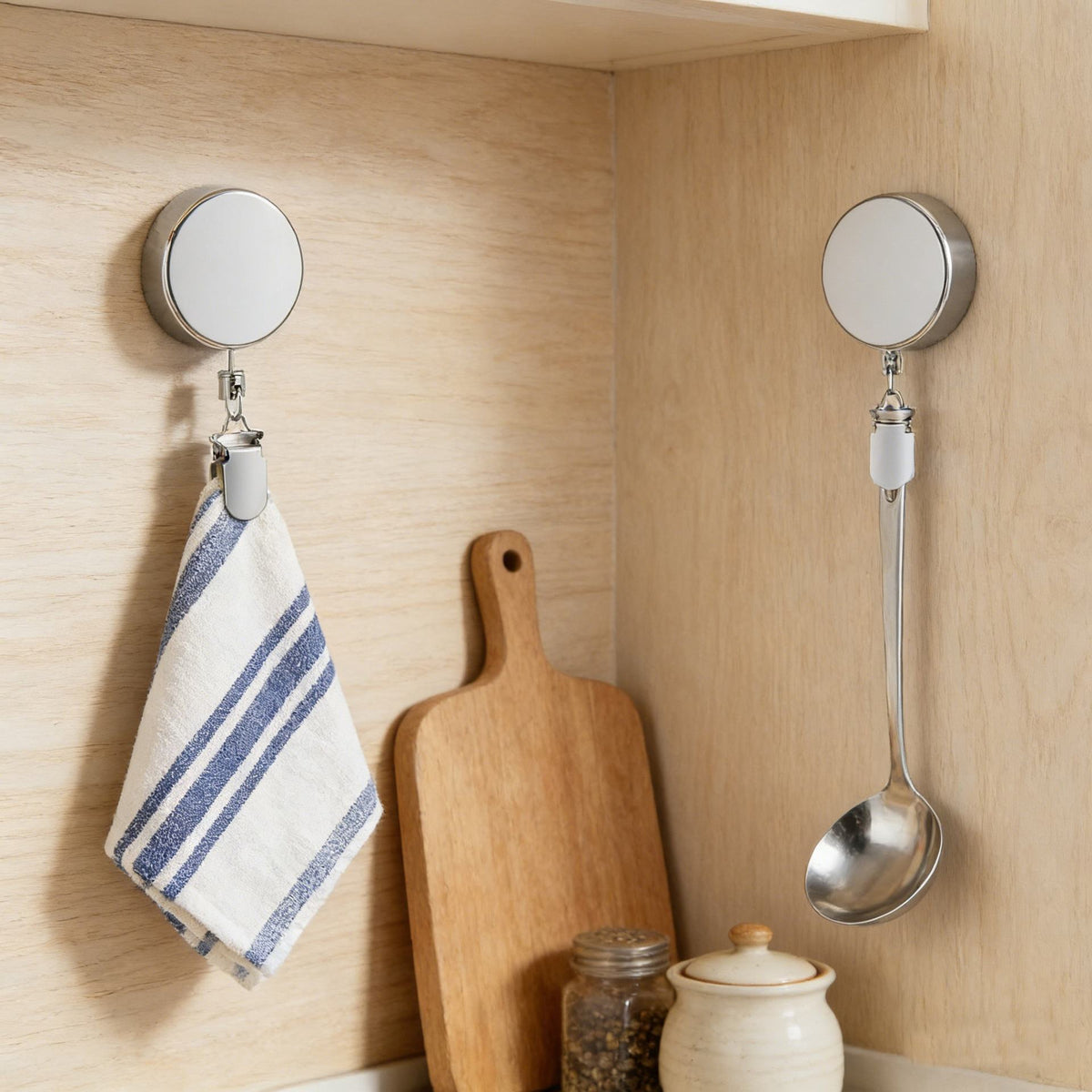 Self-Adhesive Retractable Towel Clip Hanger (Pack of 2)